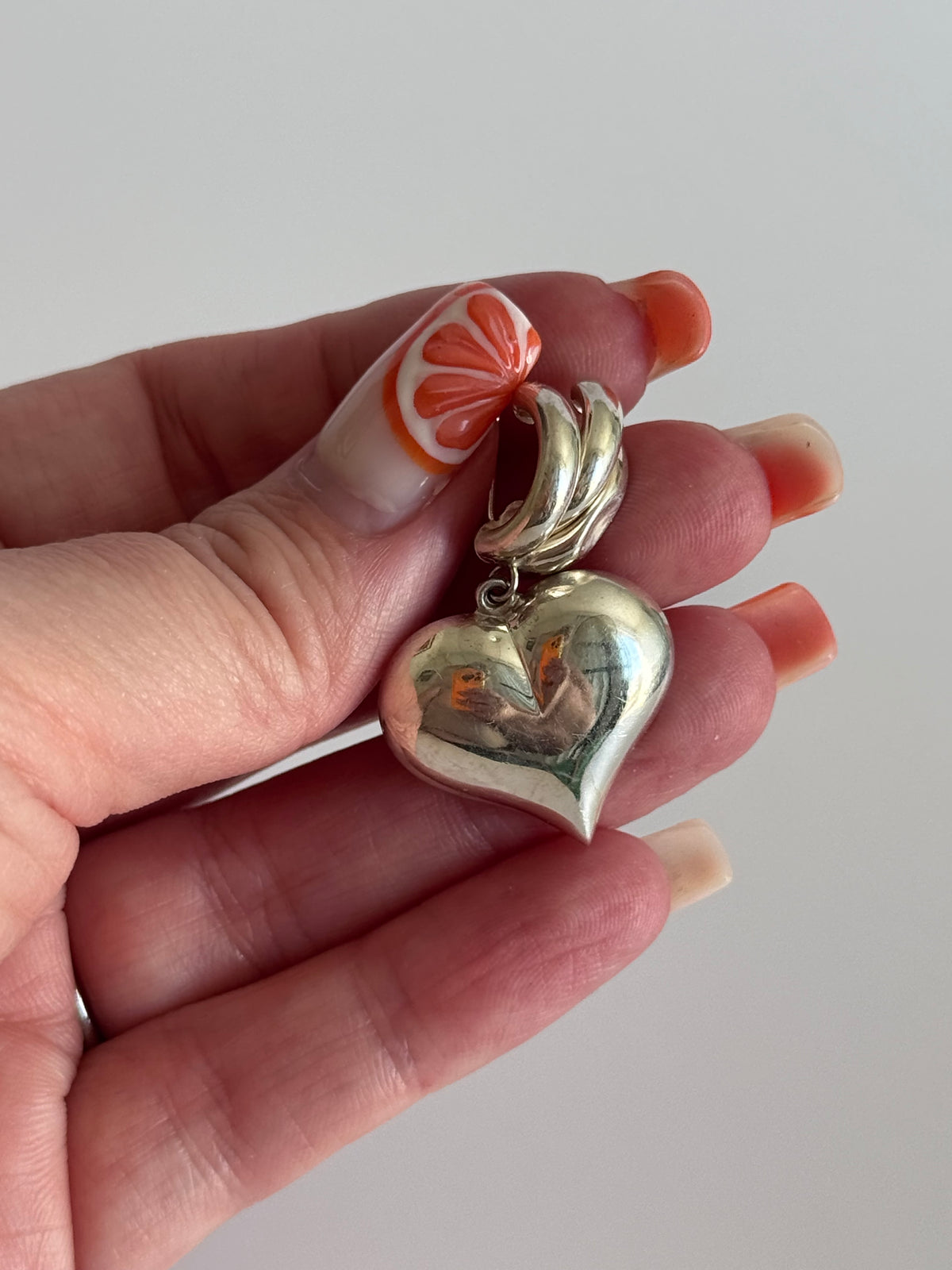 Sterling Silver Puffy Large Statement Heart Pendant