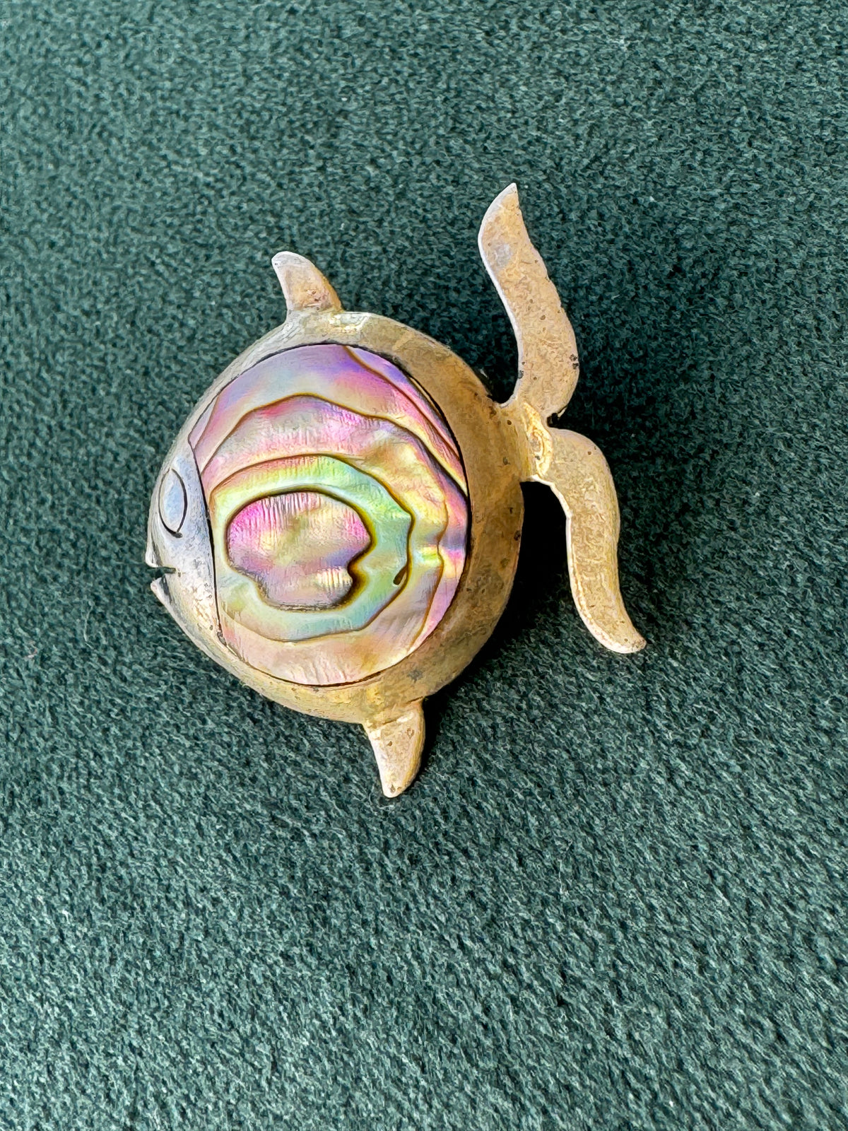 Vintage Taxco Mexico Abalone and Sterling Silver Fish Fishy Pin Brooch