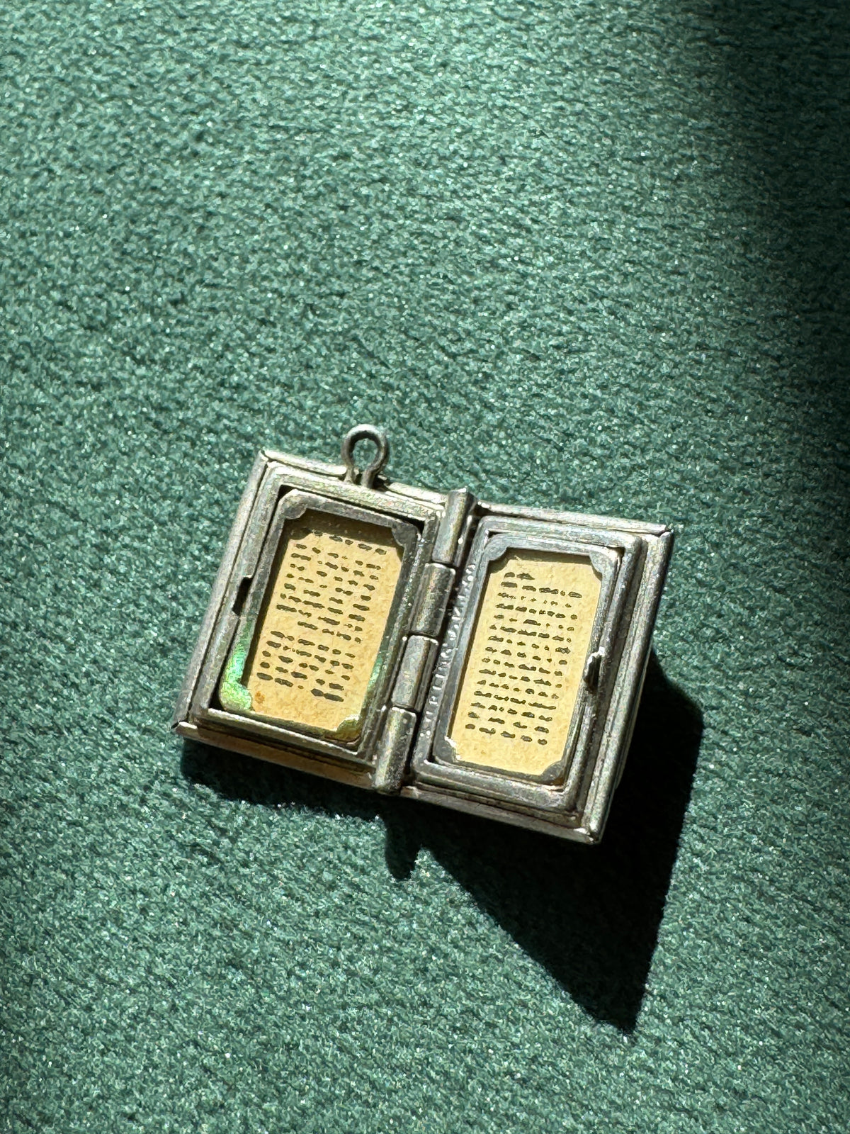 Vintage Sterling Silver Torah Book Locket Pendant Mother of Pearl Hebrew Prayer Judaica