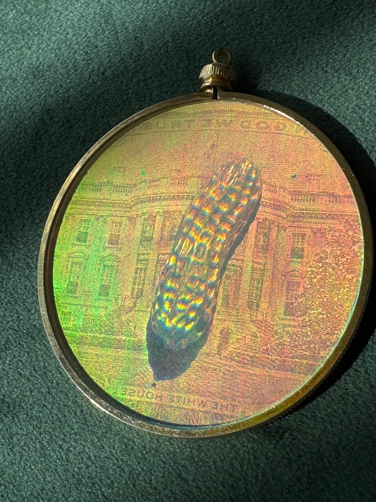 Vintage 1980s Jimmy Carter White House Peanut Hologram Pendant