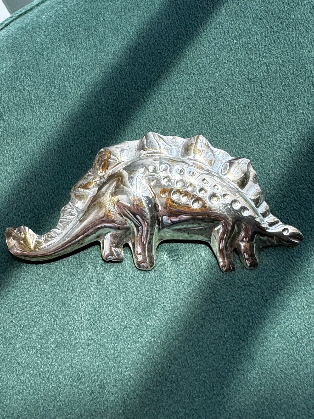 Vintage Sterling Silver Stegosaurus Dinosaur Brooch Pin 1980s