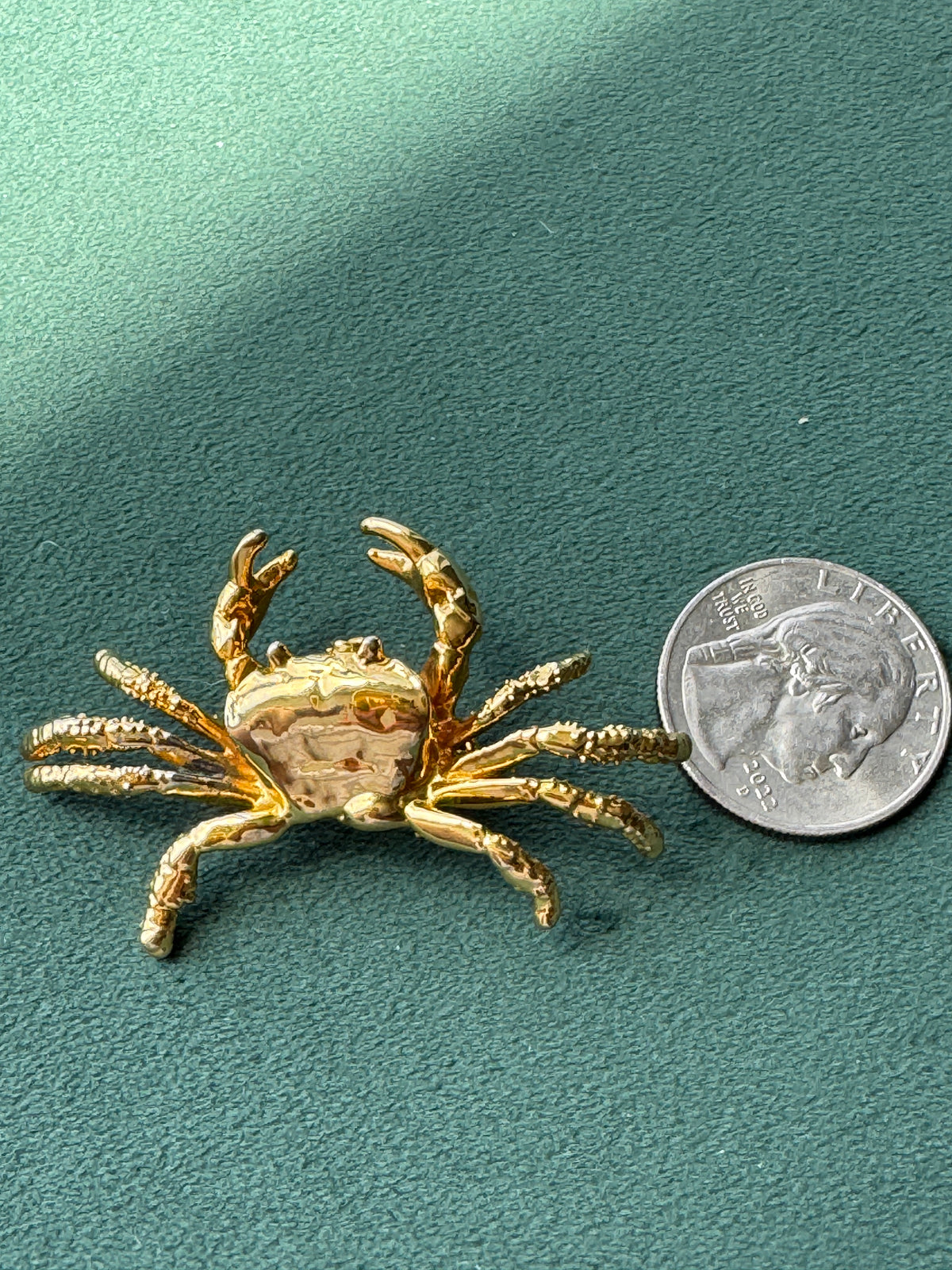 Vintage Midas Touch Singapore 22K Gold Dipped Real Crab Brooch Pendant