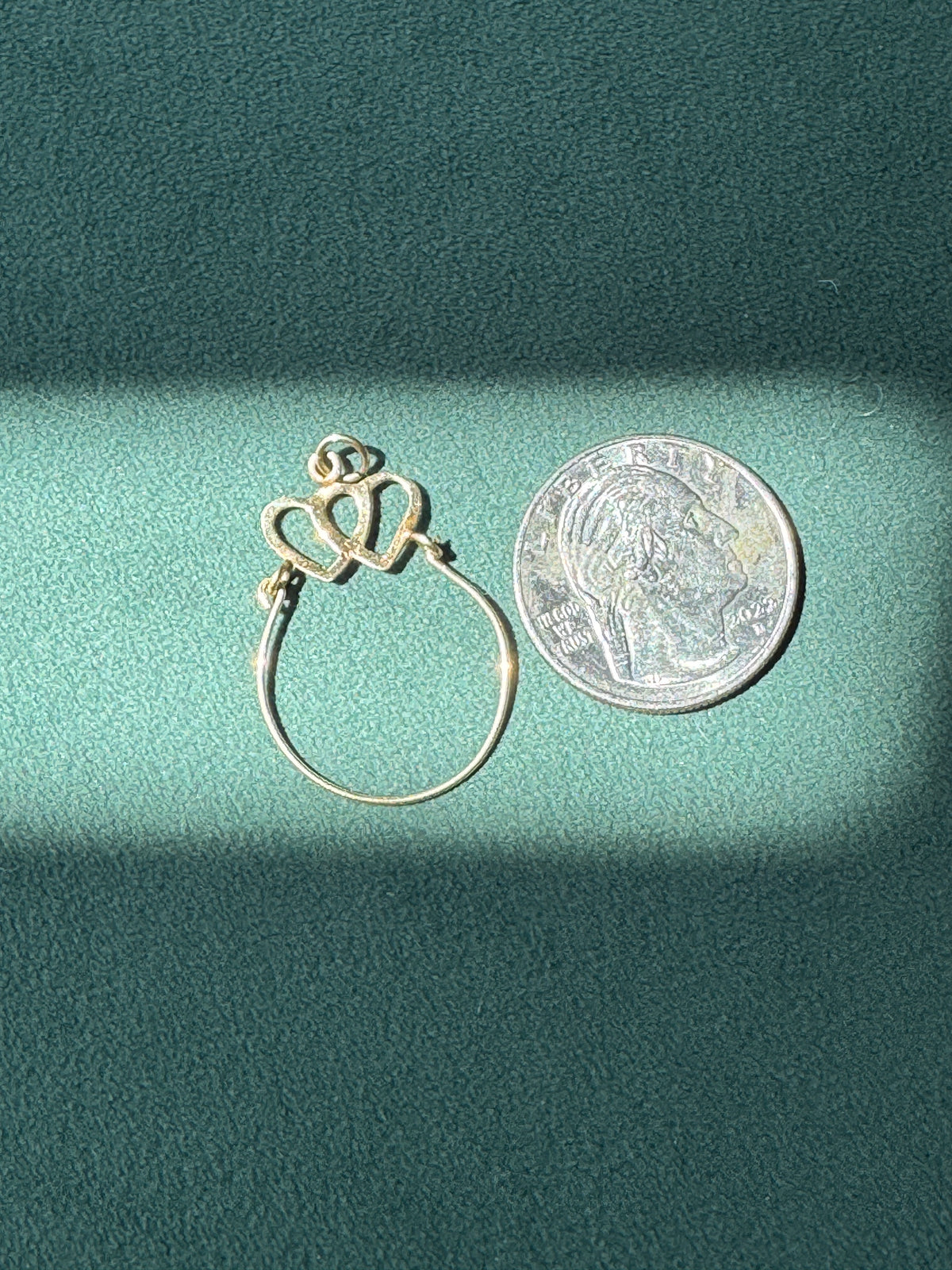 Vintage 14K Gold Double Heart Charm Holder Pendant Solid Gold Ready For Your Charms