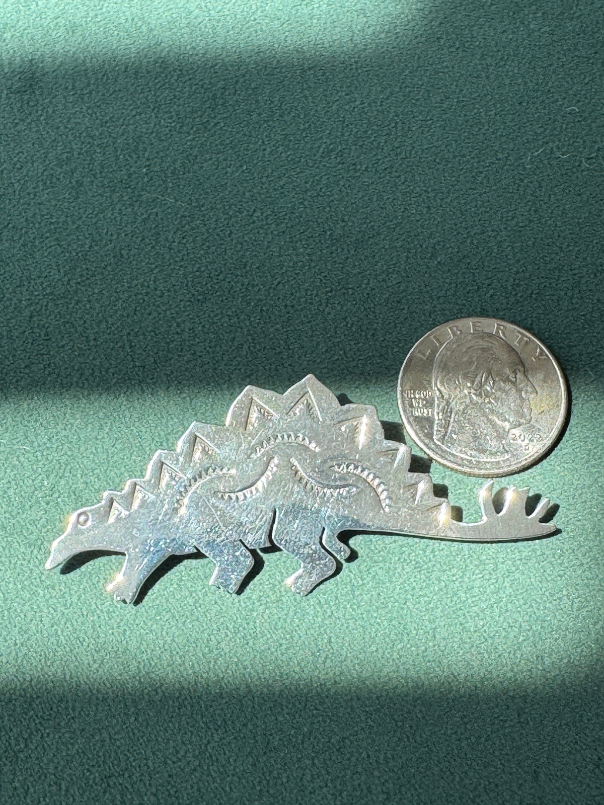 Vintage Sterling Silver Stegosaurus Brooch Pin Spiked Tail and All