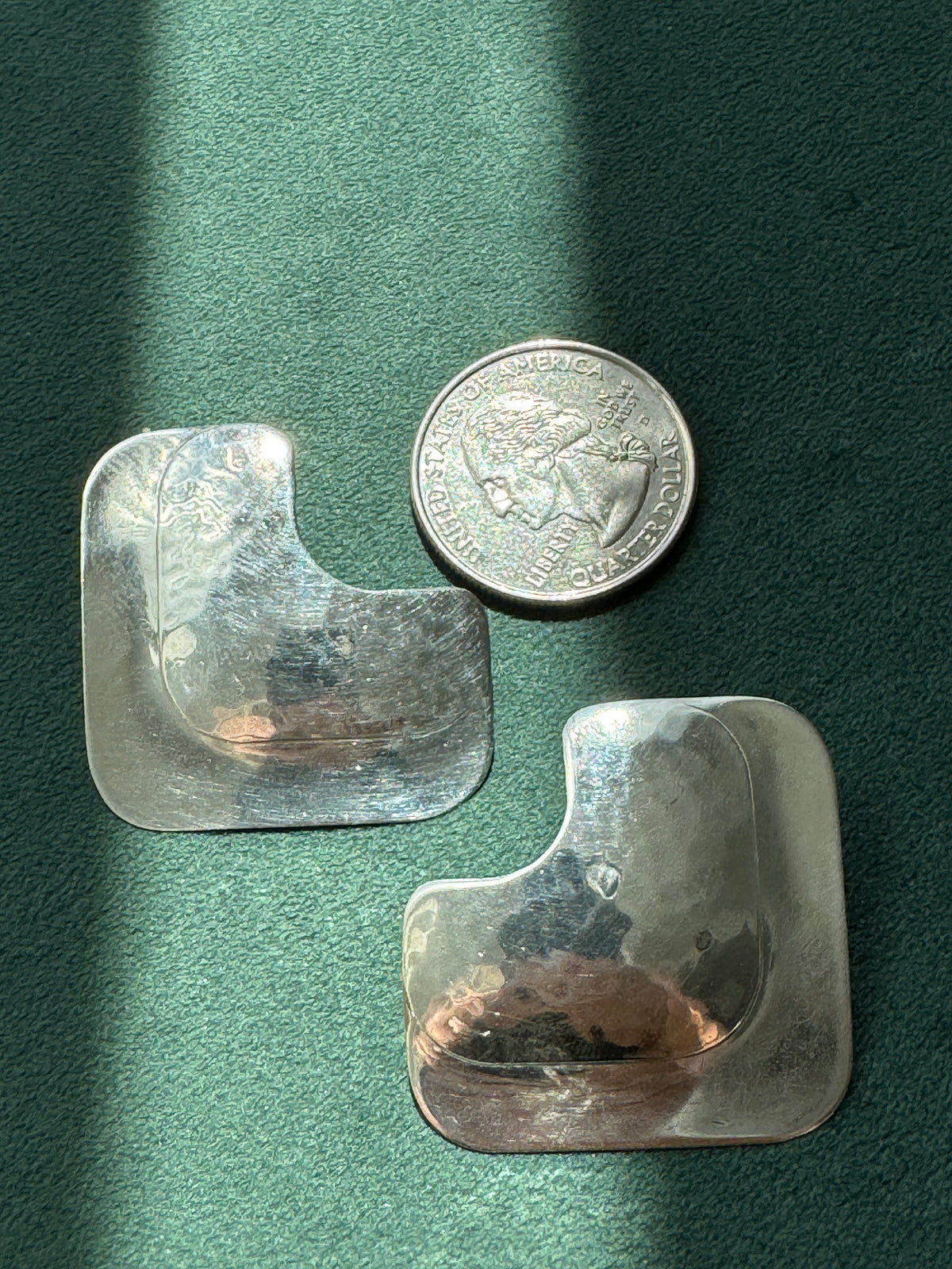 Vintage Pearce Sterling Silver Modernist Geometric Stud Earrings Fred & Kate Pearce