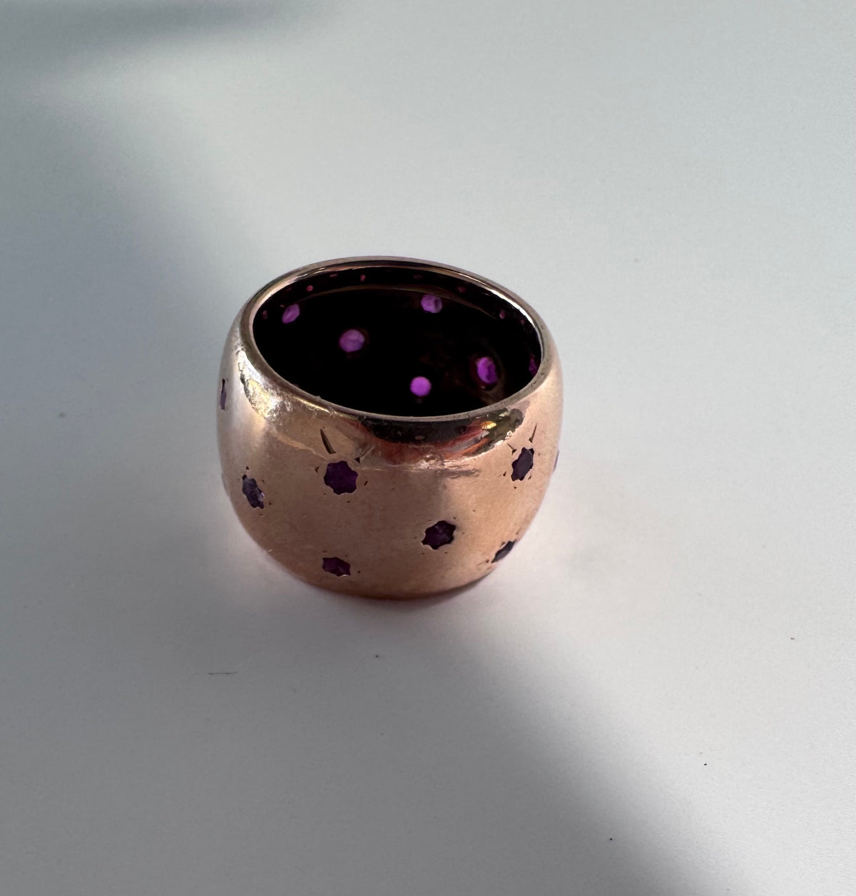 14K Rose Gold Ruby Star Cigar Band Ring