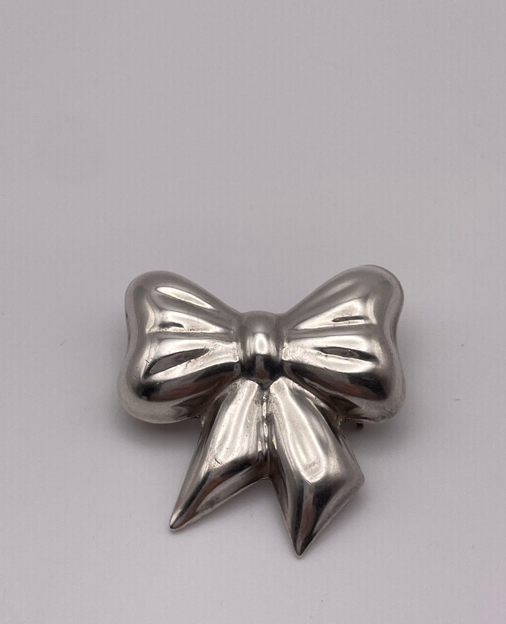 Vintage Taxco Mexico Sterling Silver Puffy Bow Pendant and Pin Combo