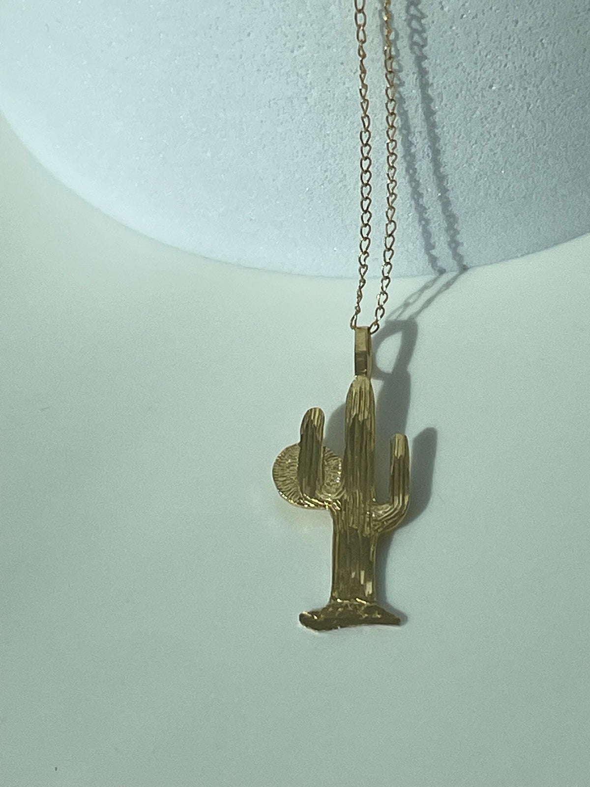 Vintage 14K Gold Saguaro Cactus Charm Necklace Southwestern