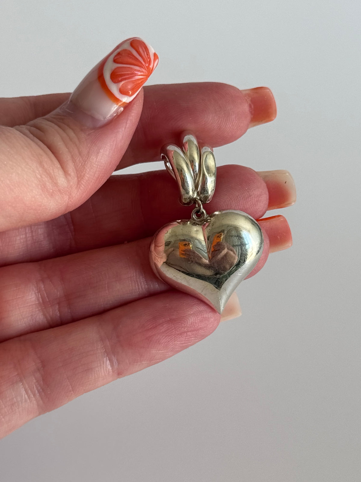 Sterling Silver Puffy Large Statement Heart Pendant