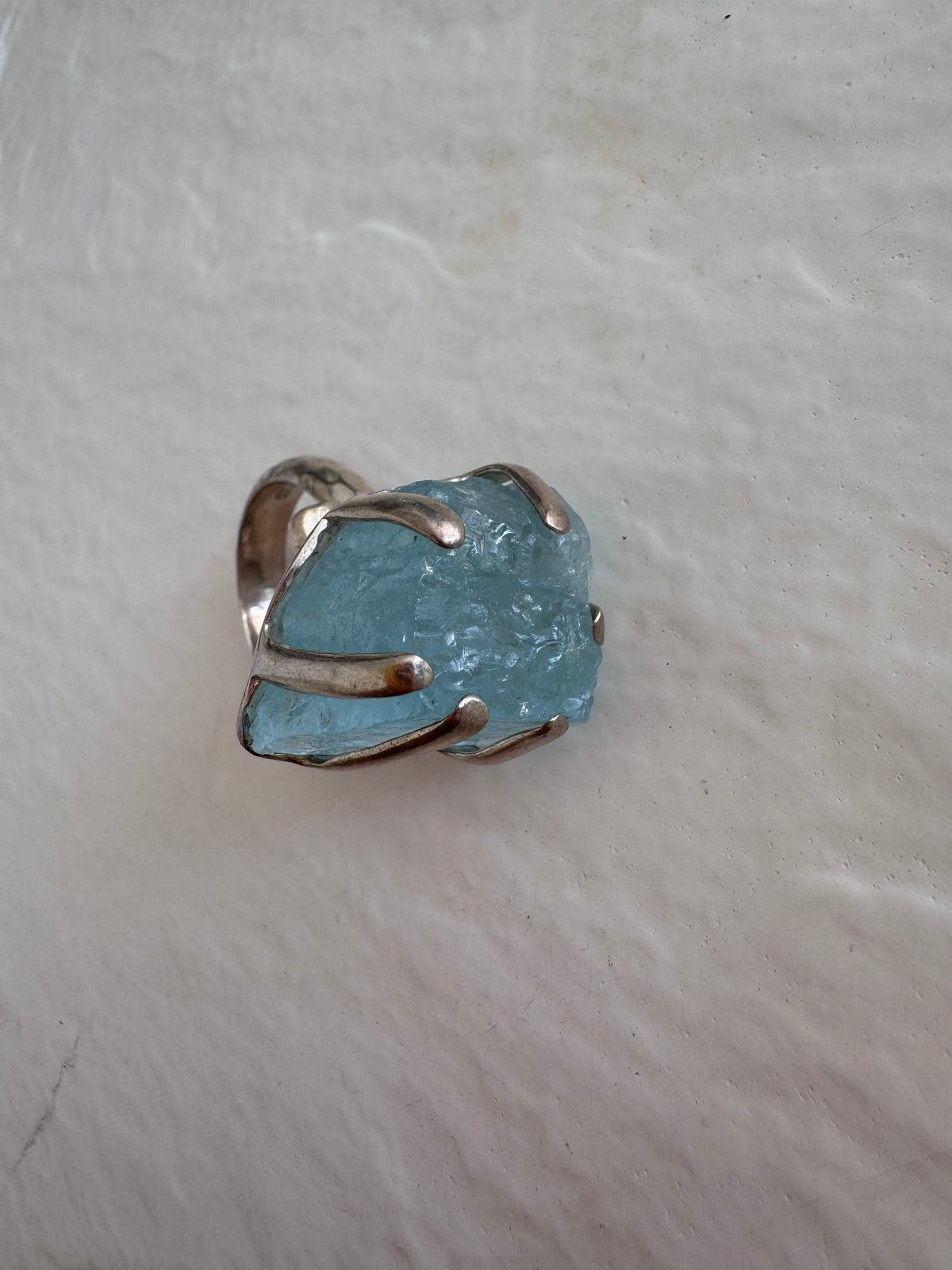 Sterling Silver and Rough Aquamarine Ring