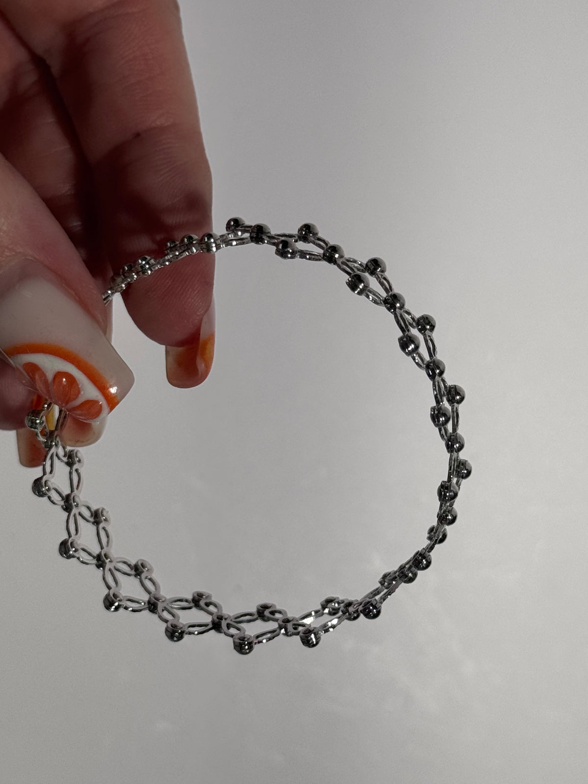 Estate 14K white gold convertible ring bracelet with expandable spherical link mechanism transforming from ring to full bracelet size
