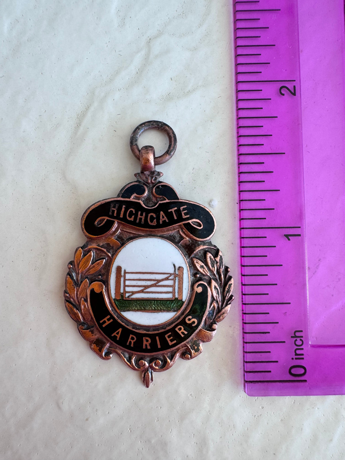 Vintage 1953 Bronze Enamel Highgate Harriers Running Medal