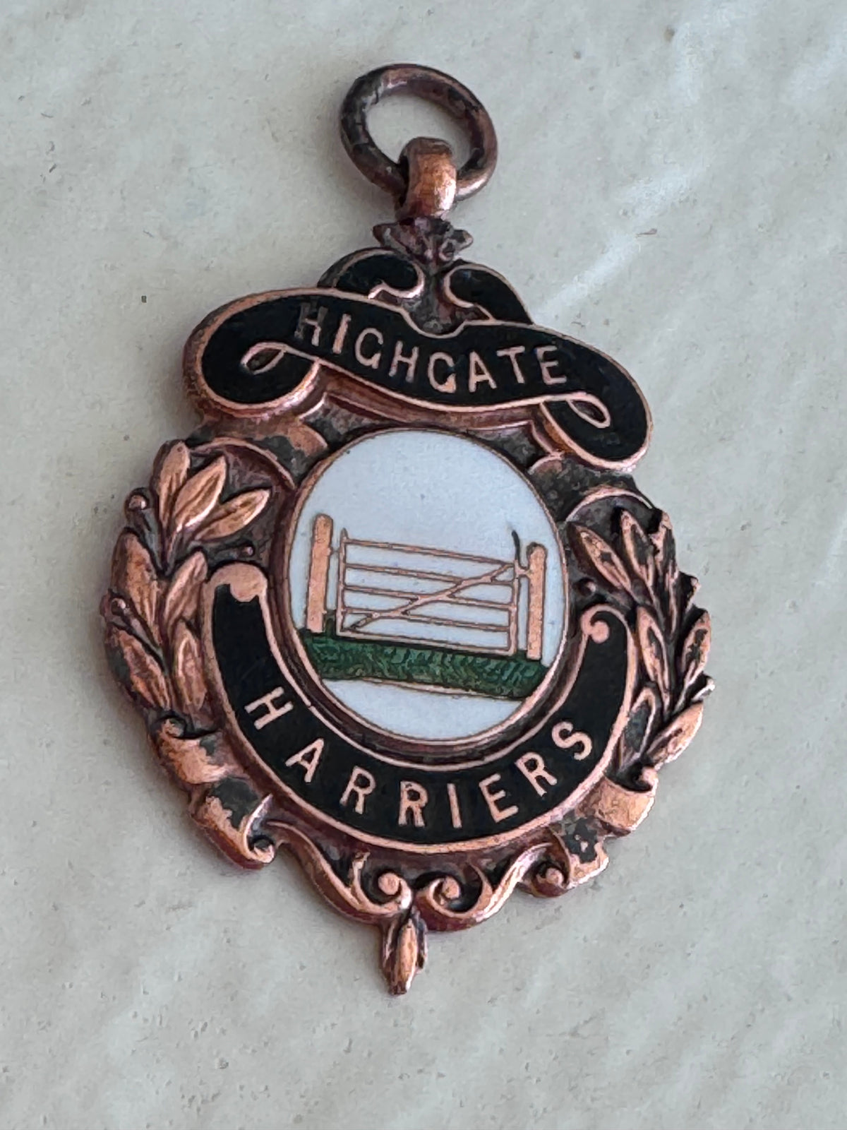 Vintage 1953 Bronze Enamel Highgate Harriers Running Medal