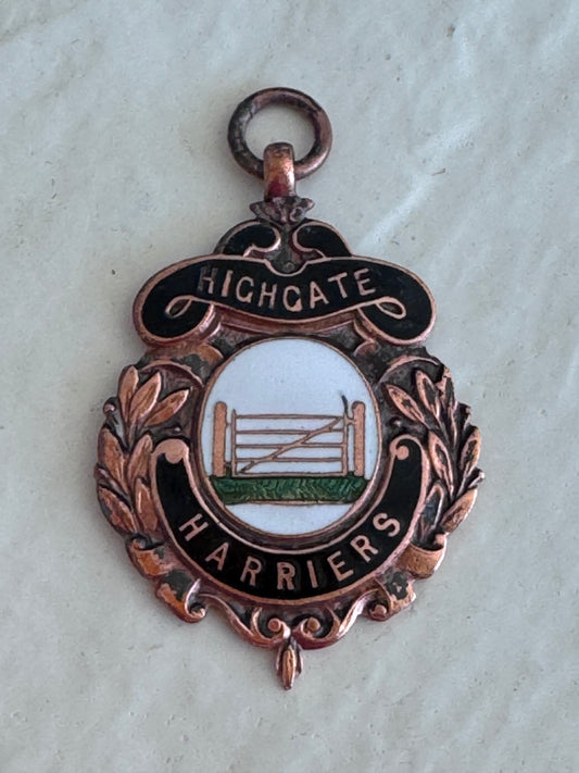 Vintage 1953 Bronze Enamel Highgate Harriers Running Medal