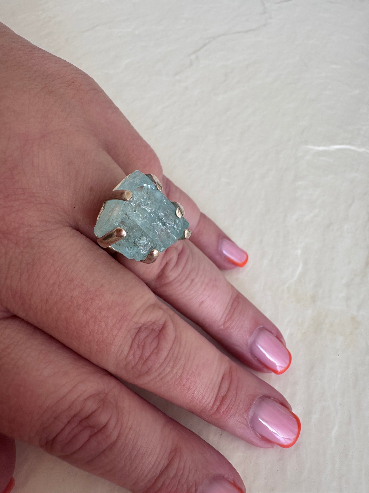 Sterling Silver and Rough Aquamarine Ring