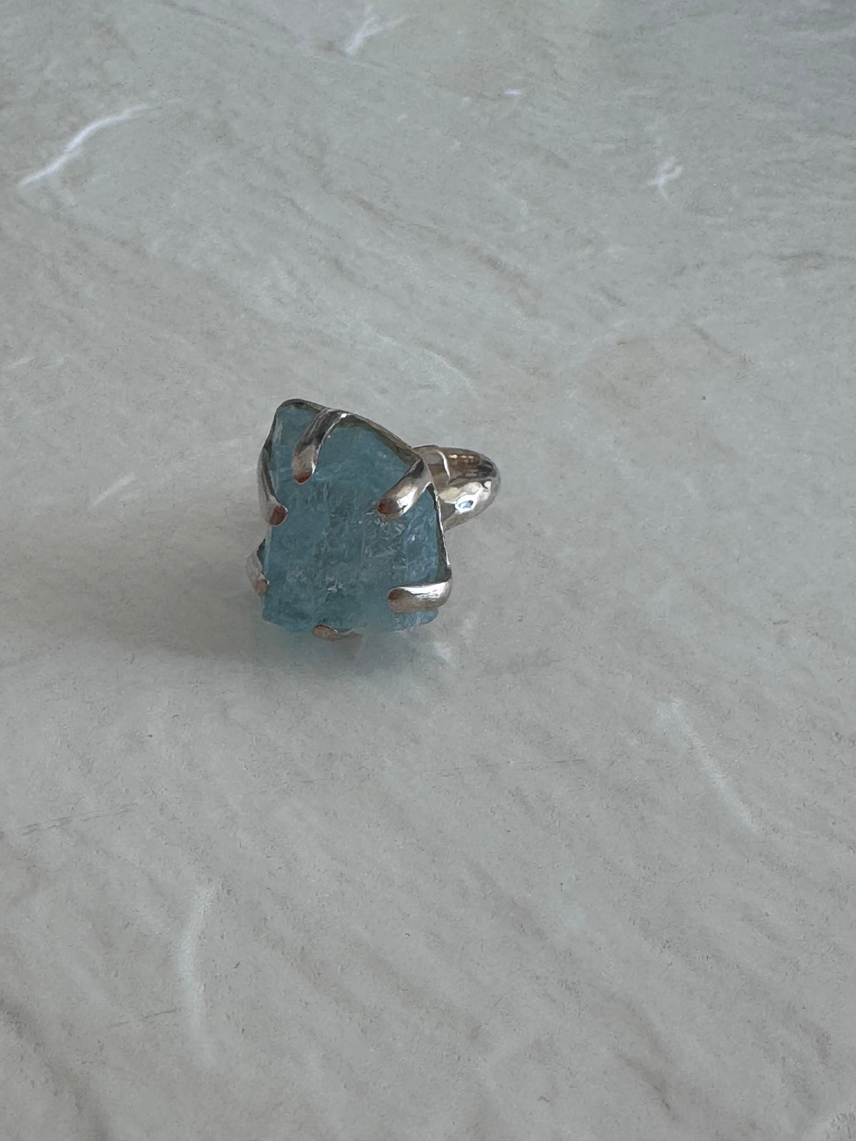 Sterling Silver and Rough Aquamarine Ring