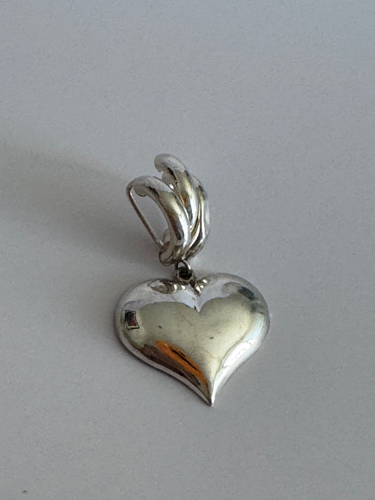 Sterling Silver Puffy Large Statement Heart Pendant