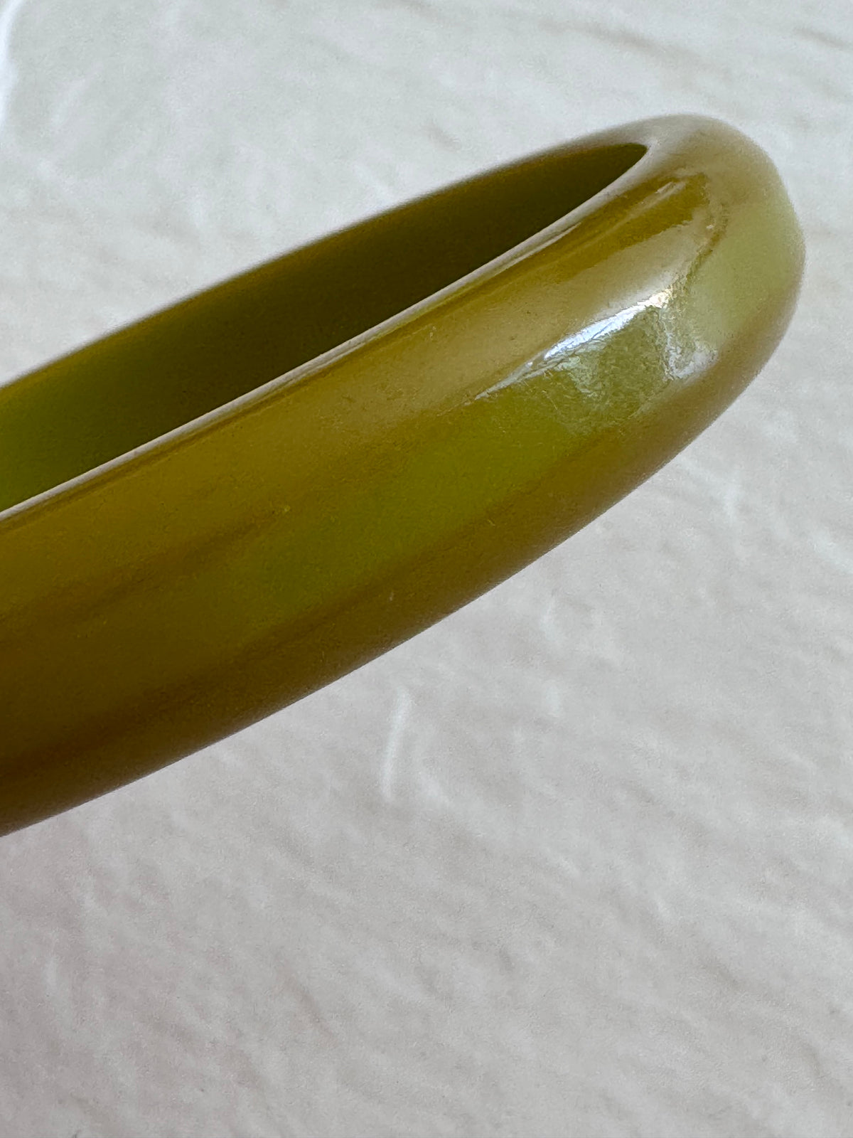 Vintage Bakelite Bangle Bracelet Olive Green Chunky Wide Band Art Deco Style