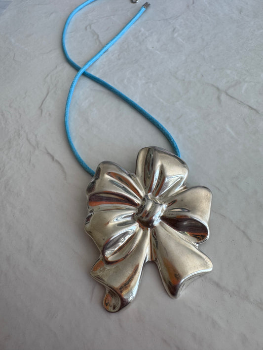 Vintage Los Ballesteros Large Flower Bow Brooch Mexican Silver Statement Pin Pendant Combo