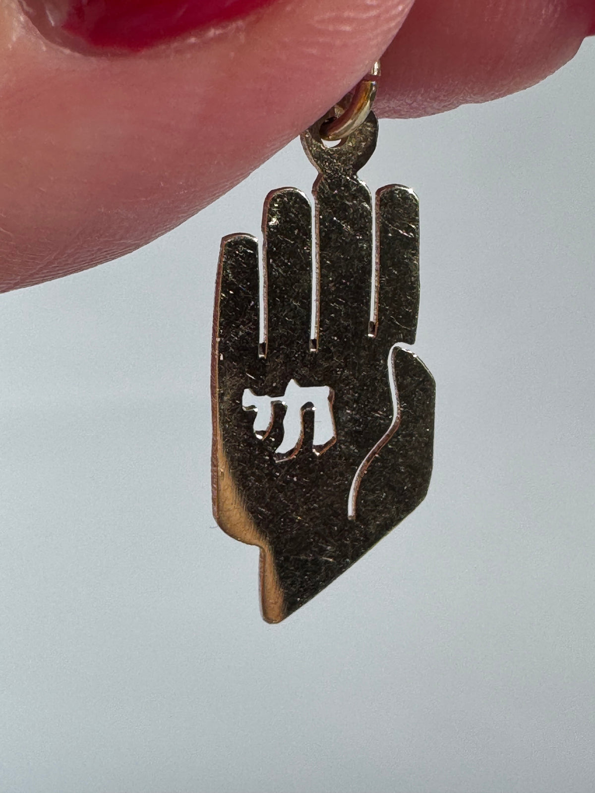 Vintage 14K Gold Modern Hamsa Pendant Protection Charm
