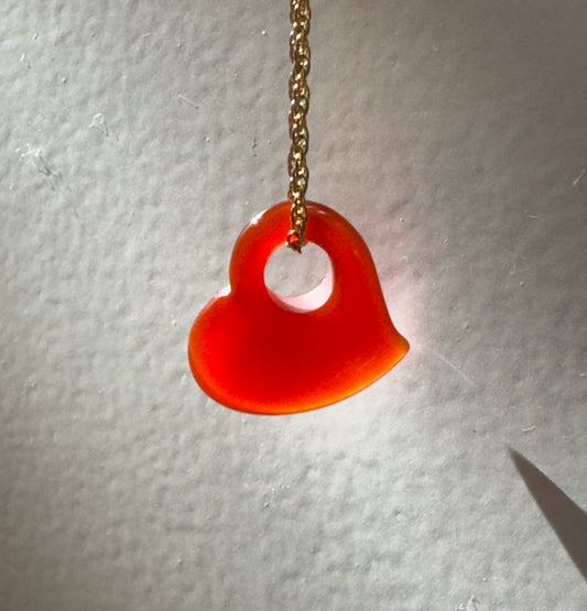 Vintage Carnelian Heart Pendant Charm New Old Stock