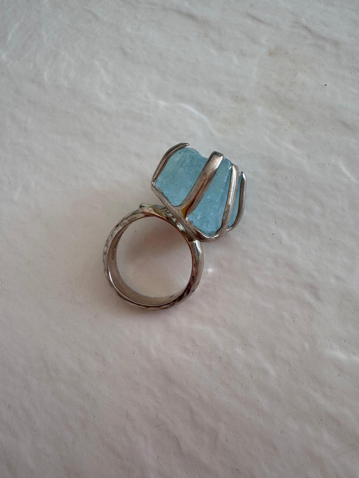 Sterling Silver and Rough Aquamarine Ring