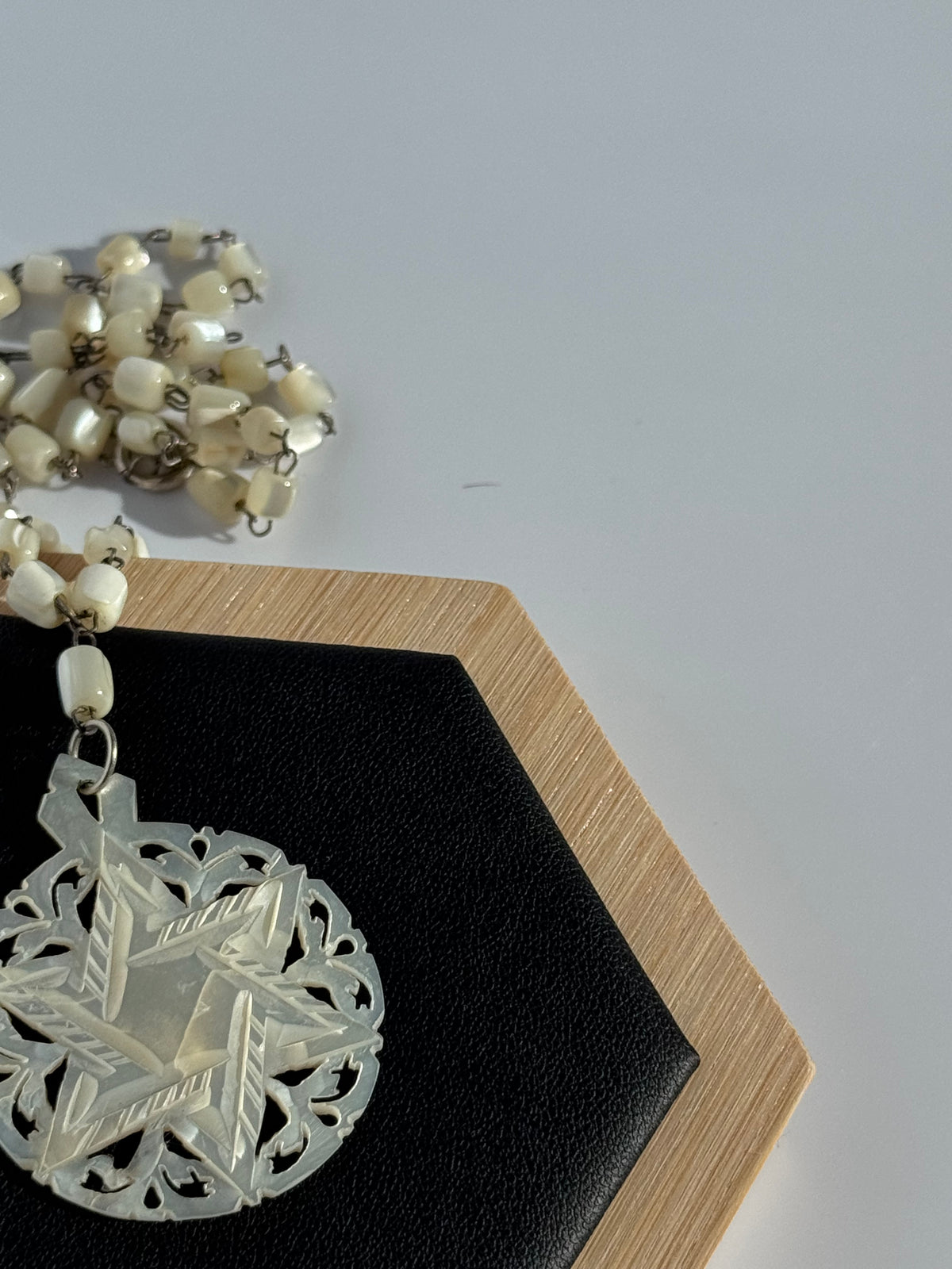 Mid-Century Hand Carved Mother of Pearl Star of David