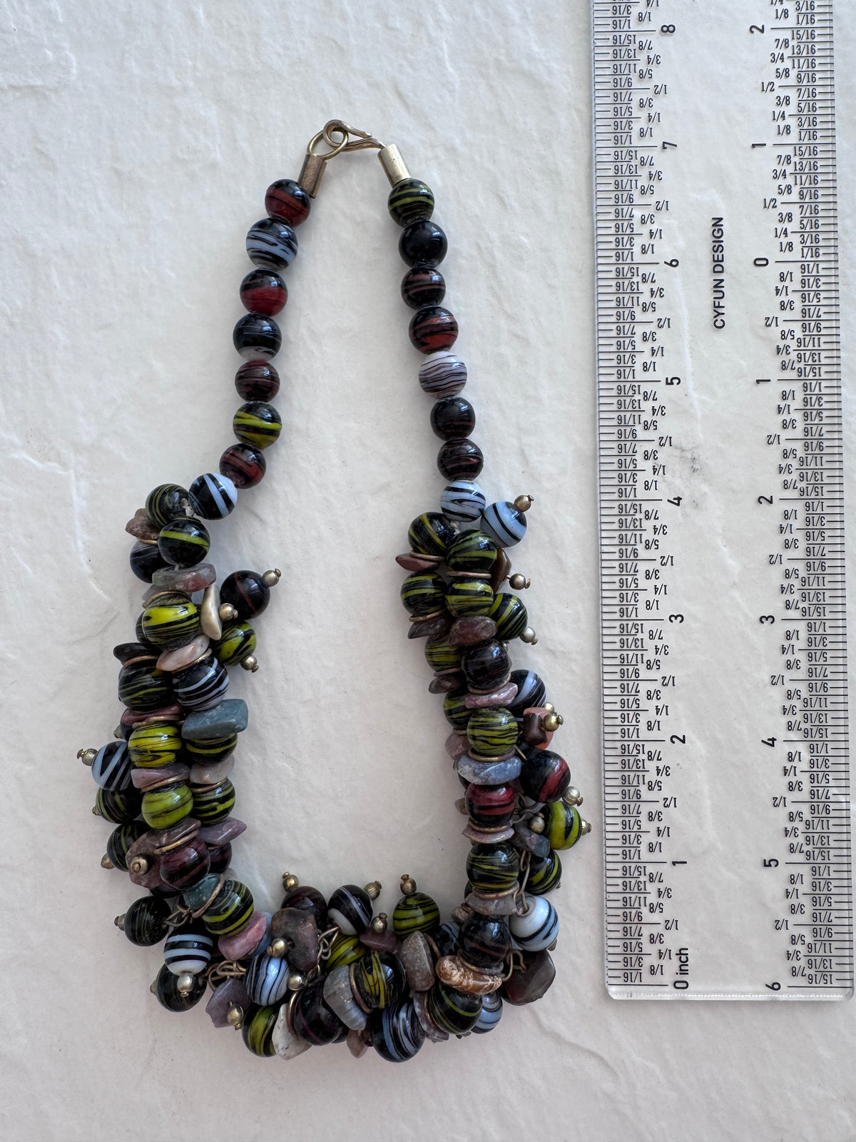 Vintage Multi-Strand Glass Bead Statement Necklace