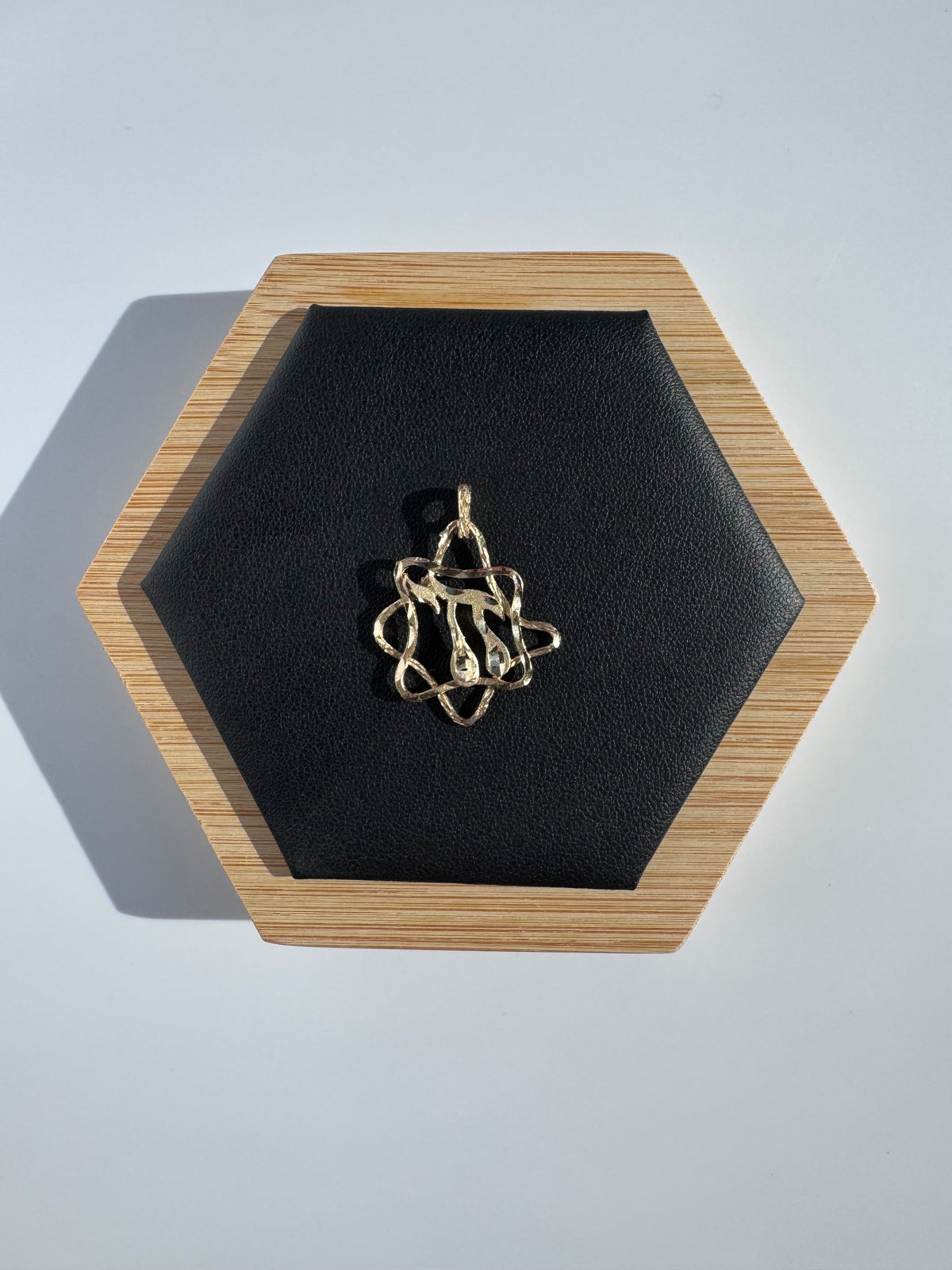 Vintage 1980s 14K Gold Abstract Star of David and Chai Pendant