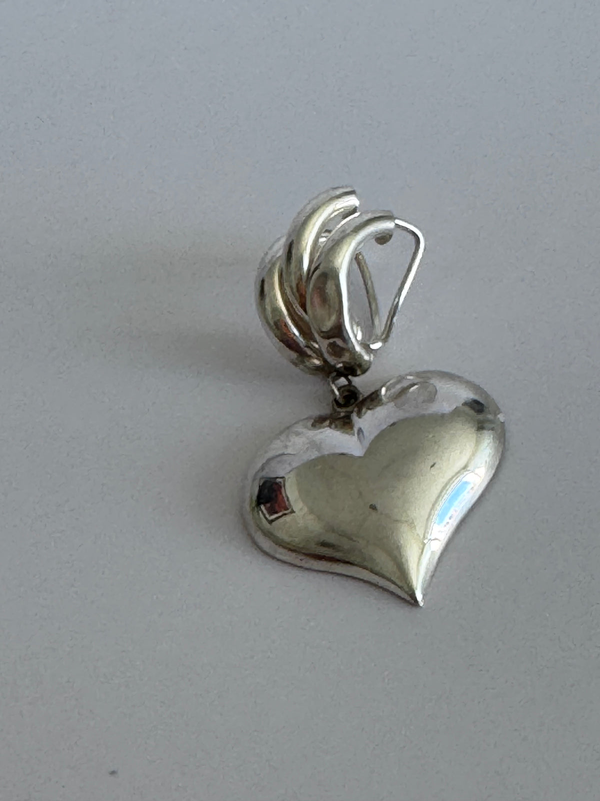 Sterling Silver Puffy Large Statement Heart Pendant