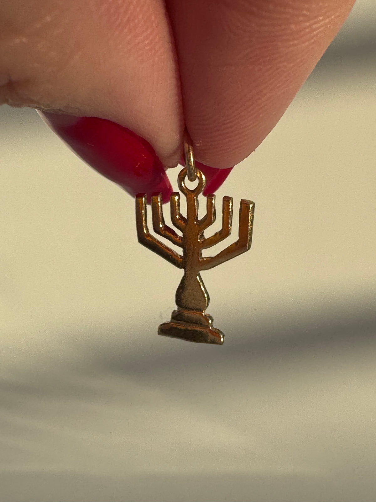 Vintage 14K Gold Menorah Charm Pendant Judaica Jewish Jewelry