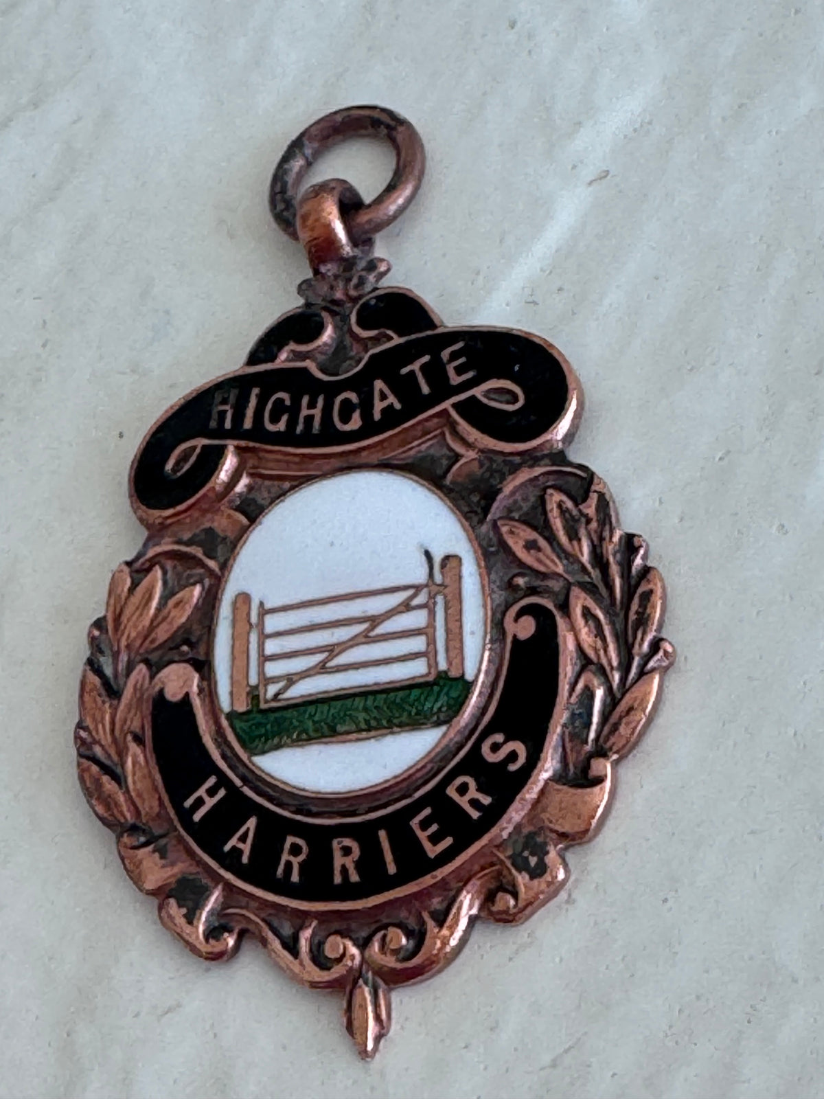 Vintage 1953 Bronze Enamel Highgate Harriers Running Medal