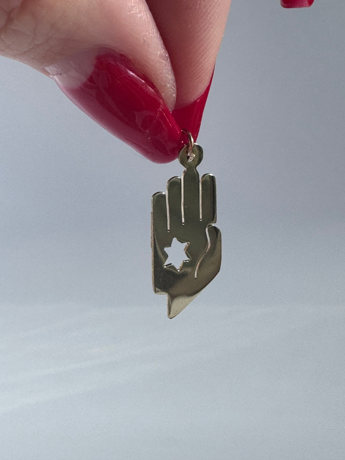 Vintage 1950s 14K Gold Modernist Hamsa with Star of David