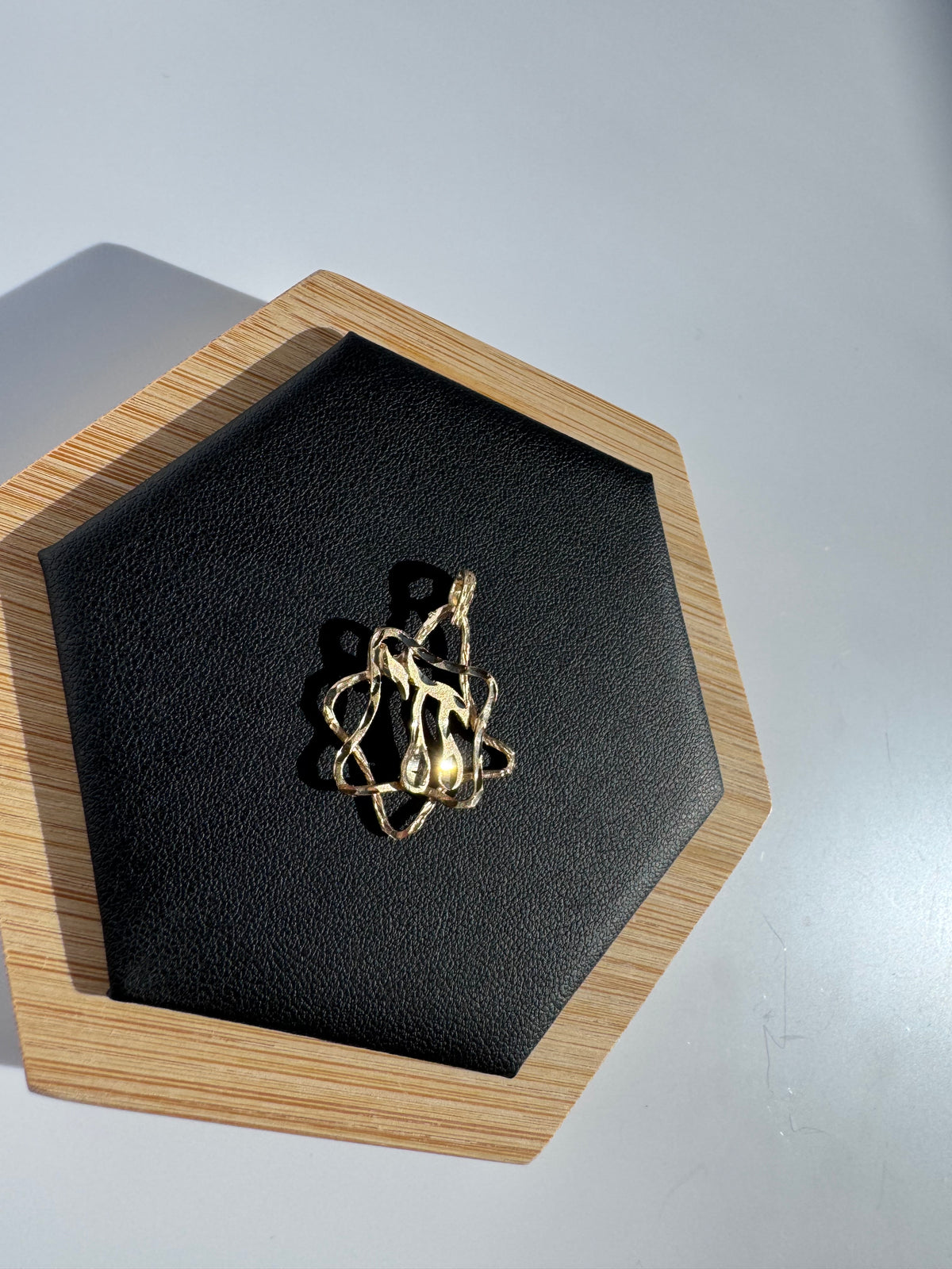 Vintage 1980s 14K Gold Abstract Star of David and Chai Pendant