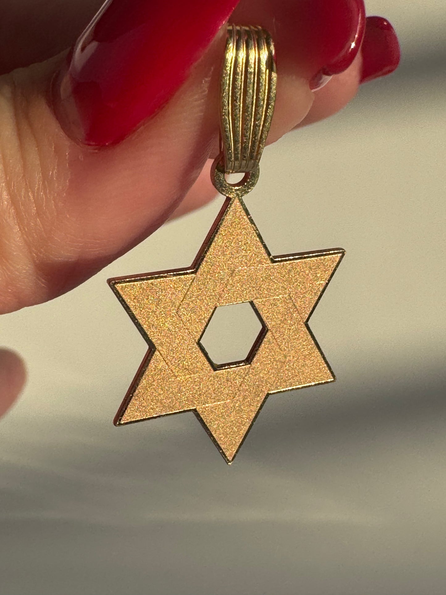 Vintage Laser Engraved 14K Star of David Pendant