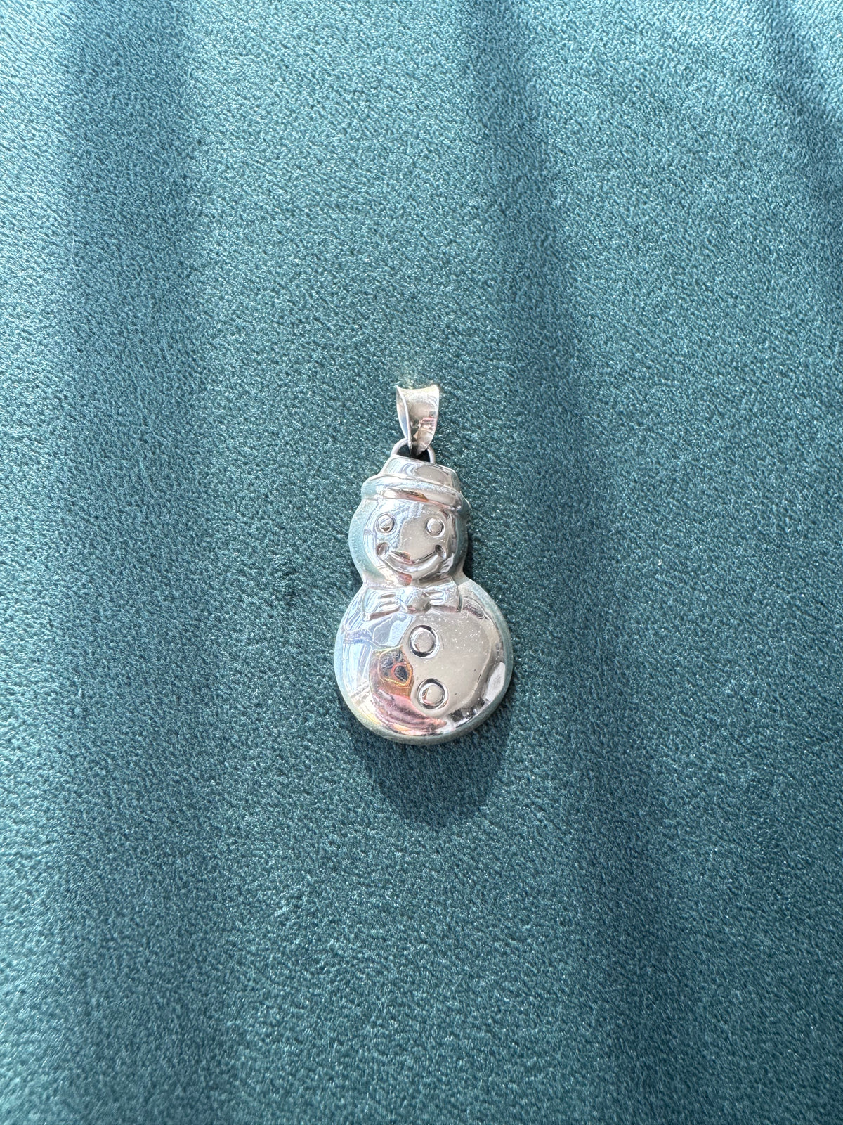 Frosty's Got Style: Vintage Thai Sterling Silver Puffy Snowman Pendant with Bow Tie