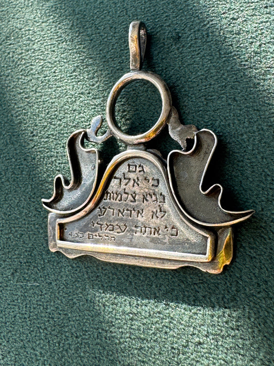 Vintage Sterling Silver Psalm 23 Pendant Two Doves Jewish Protection Amulet