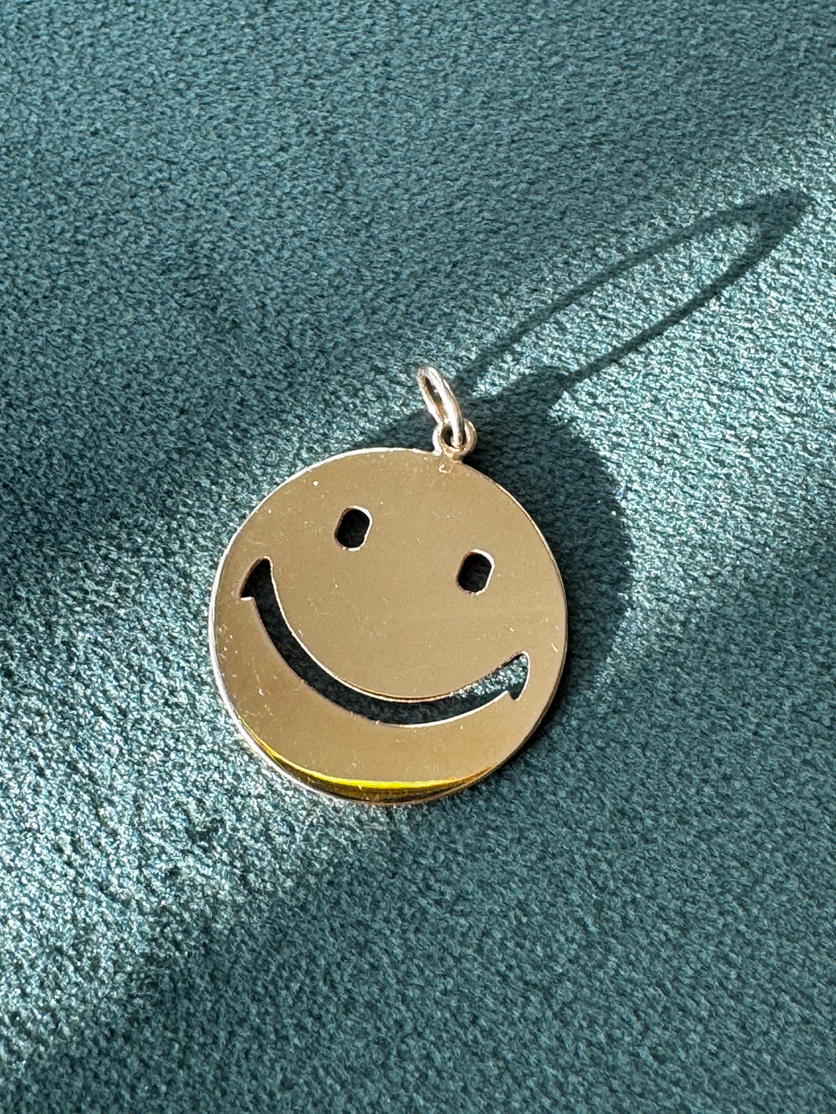 14K Yellow Gold Smiley Face Charm Pendant Custom Laser Cut