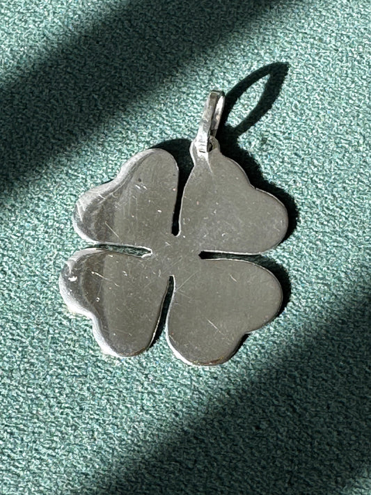 Vintage Taxco Mexico Sterling Silver Four Leaf Clover Pendant