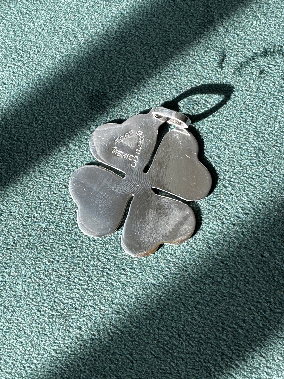 Vintage Taxco Mexico Sterling Silver Four Leaf Clover Pendant