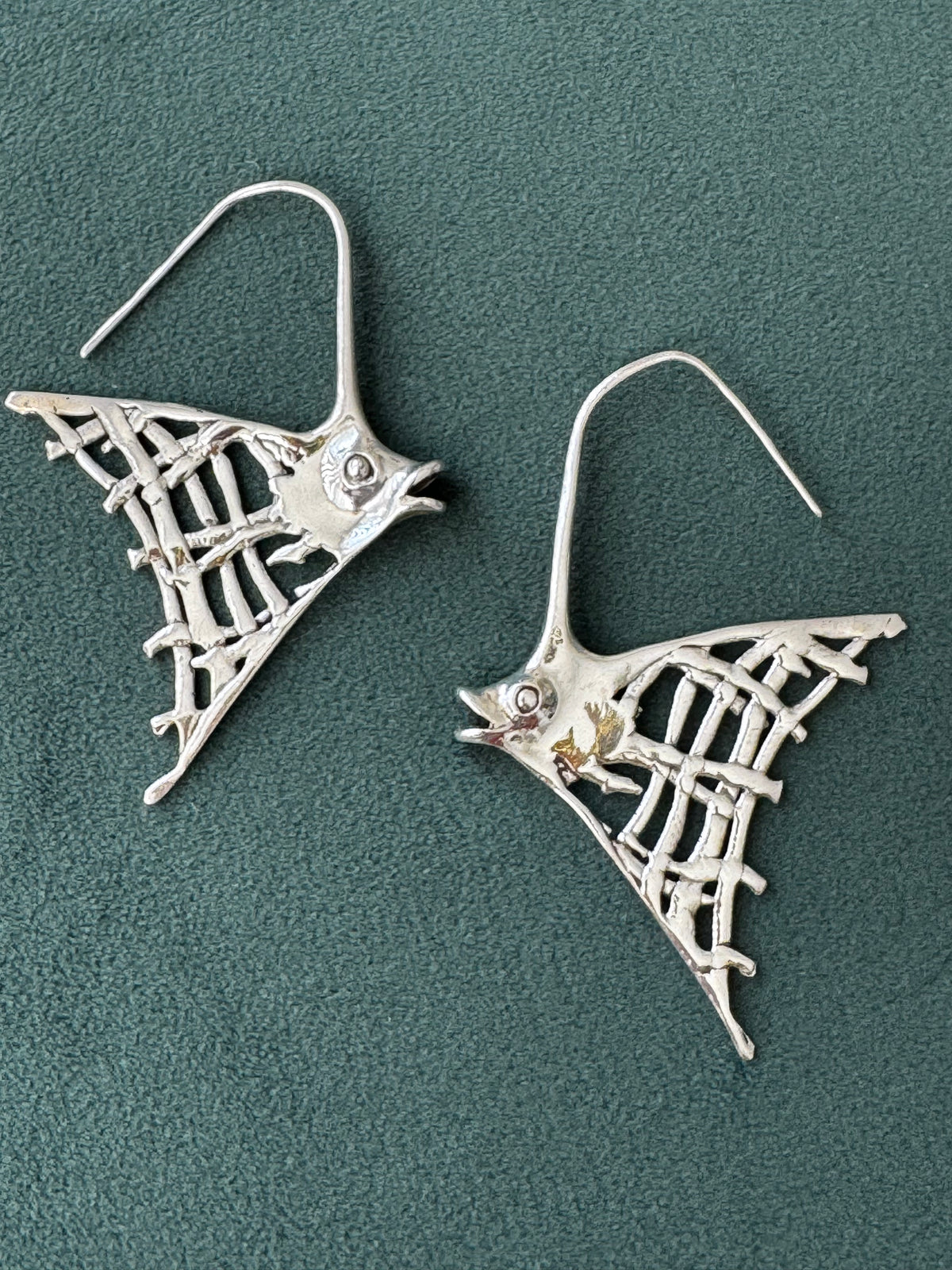 Sterling Silver Angelfish Dangle Earrings Big Bold Ocean Statement Two Inches of Mermaid Life