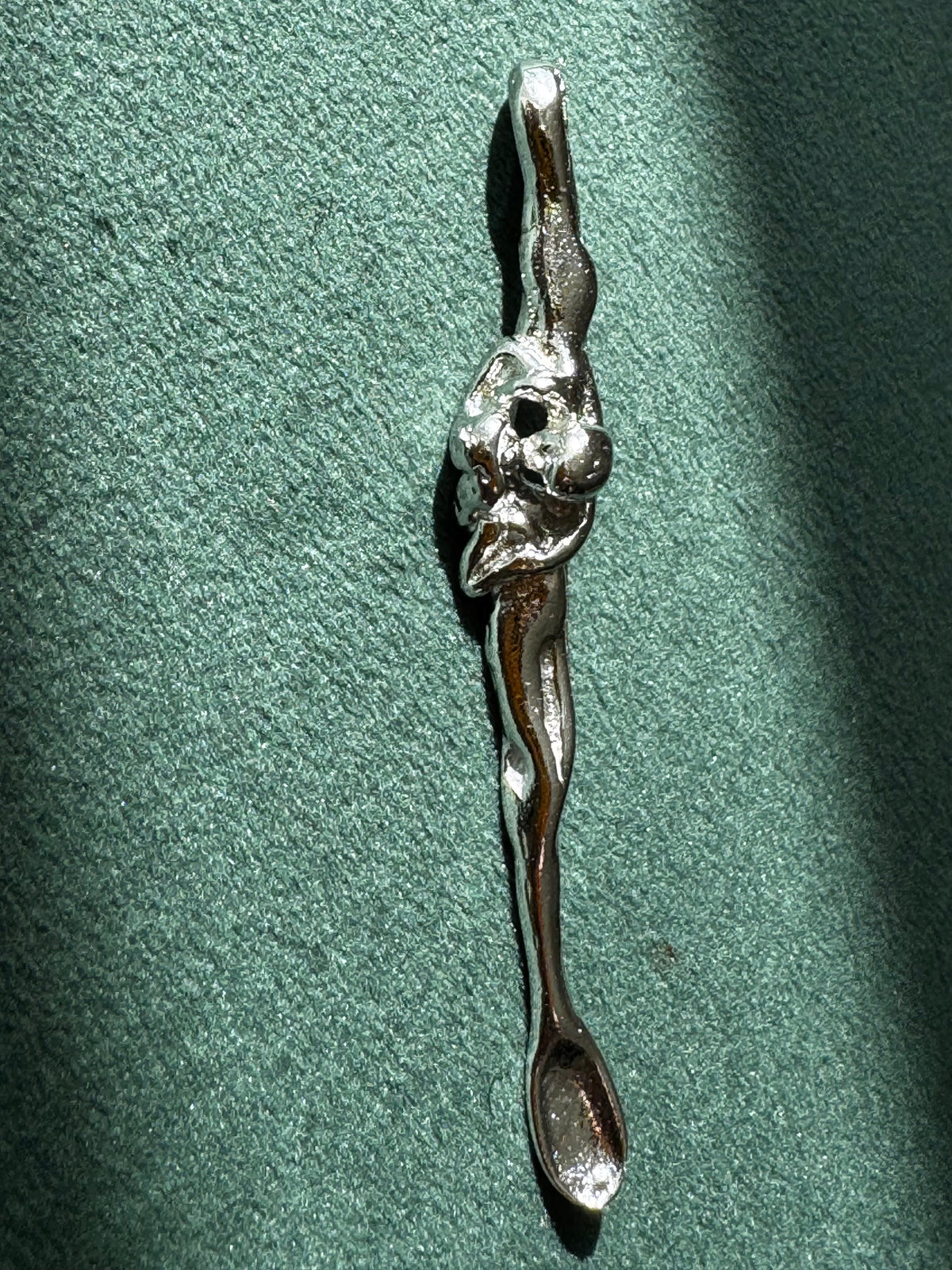 Sterling Silver Entwined Lovers Figural Spoon Pendant Necklace - Wink Wink