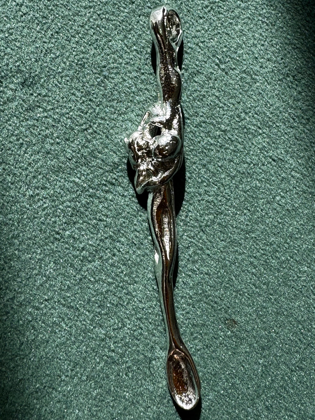 Sterling Silver Entwined Lovers Figural Spoon Pendant Necklace - Wink Wink
