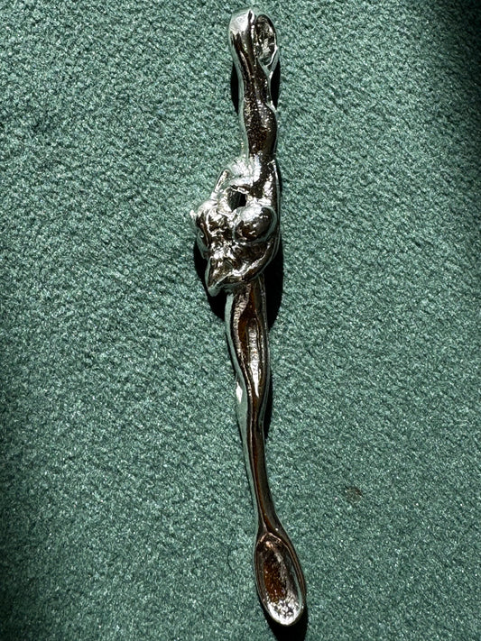 Sterling Silver Entwined Lovers Figural Spoon Pendant Necklace - Wink Wink