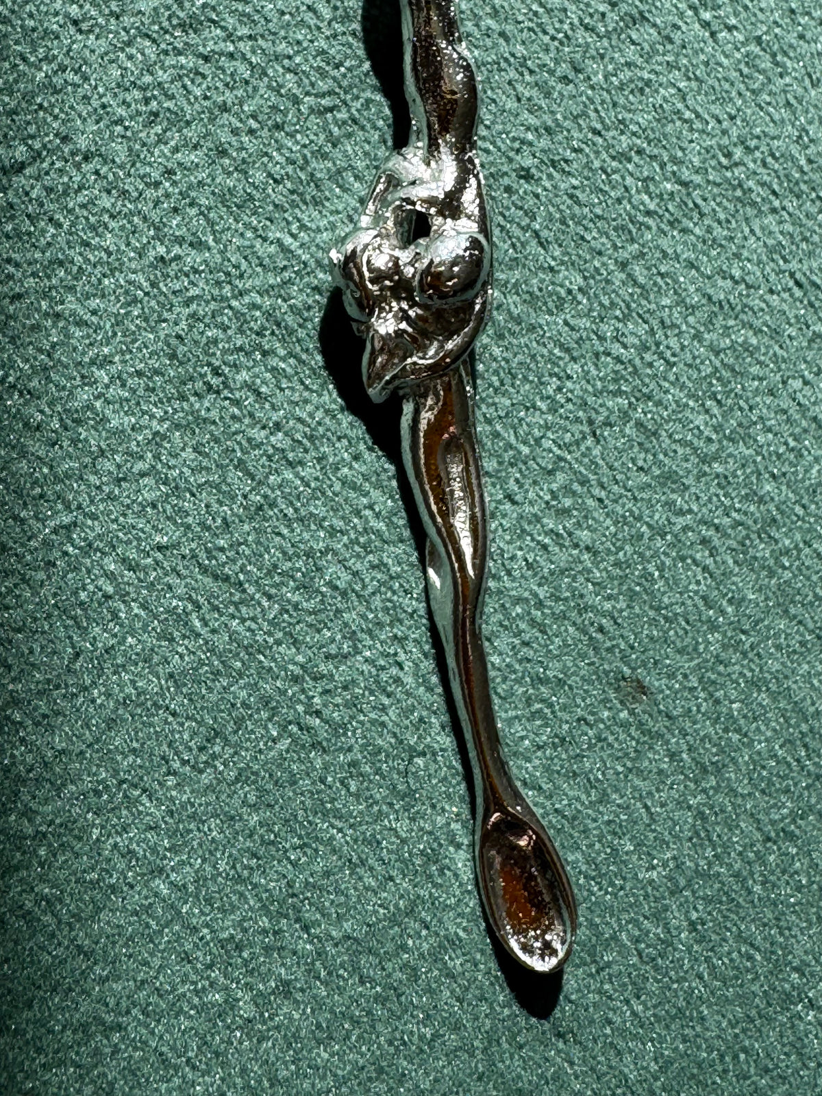 Sterling Silver Entwined Lovers Figural Spoon Pendant Necklace - Wink Wink