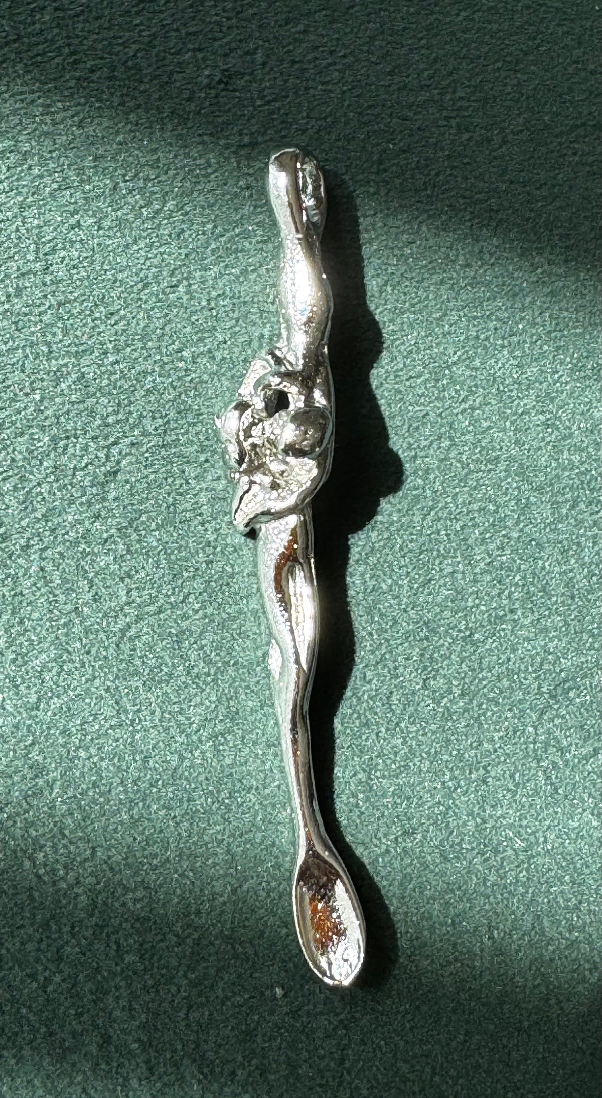 Sterling Silver Entwined Lovers Figural Spoon Pendant Necklace - Wink Wink