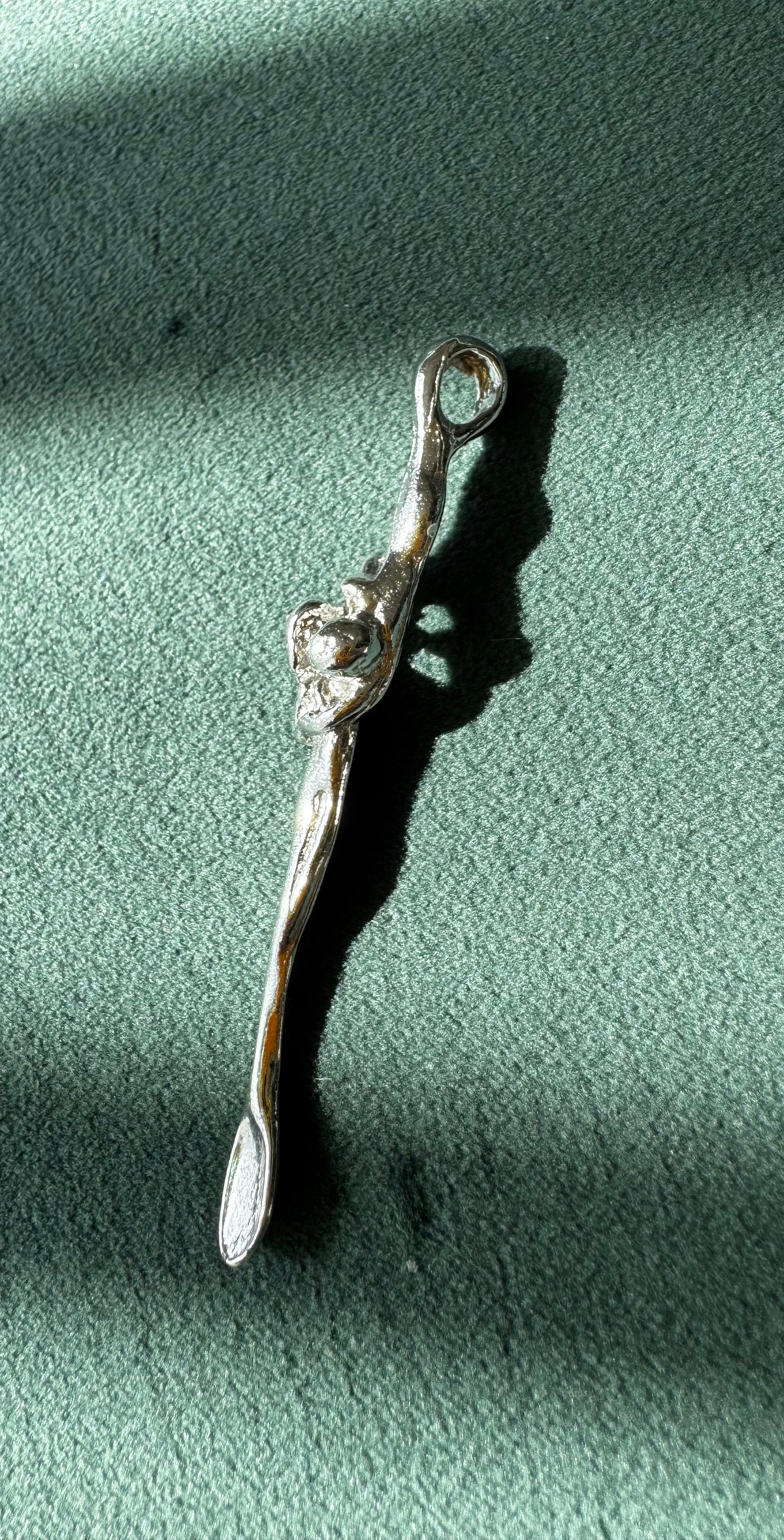 Sterling Silver Entwined Lovers Figural Spoon Pendant Necklace - Wink Wink