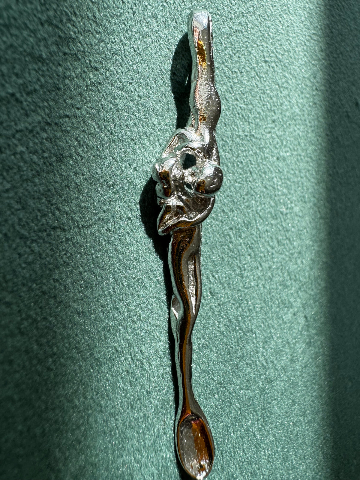 Sterling Silver Entwined Lovers Figural Spoon Pendant Necklace - Wink Wink