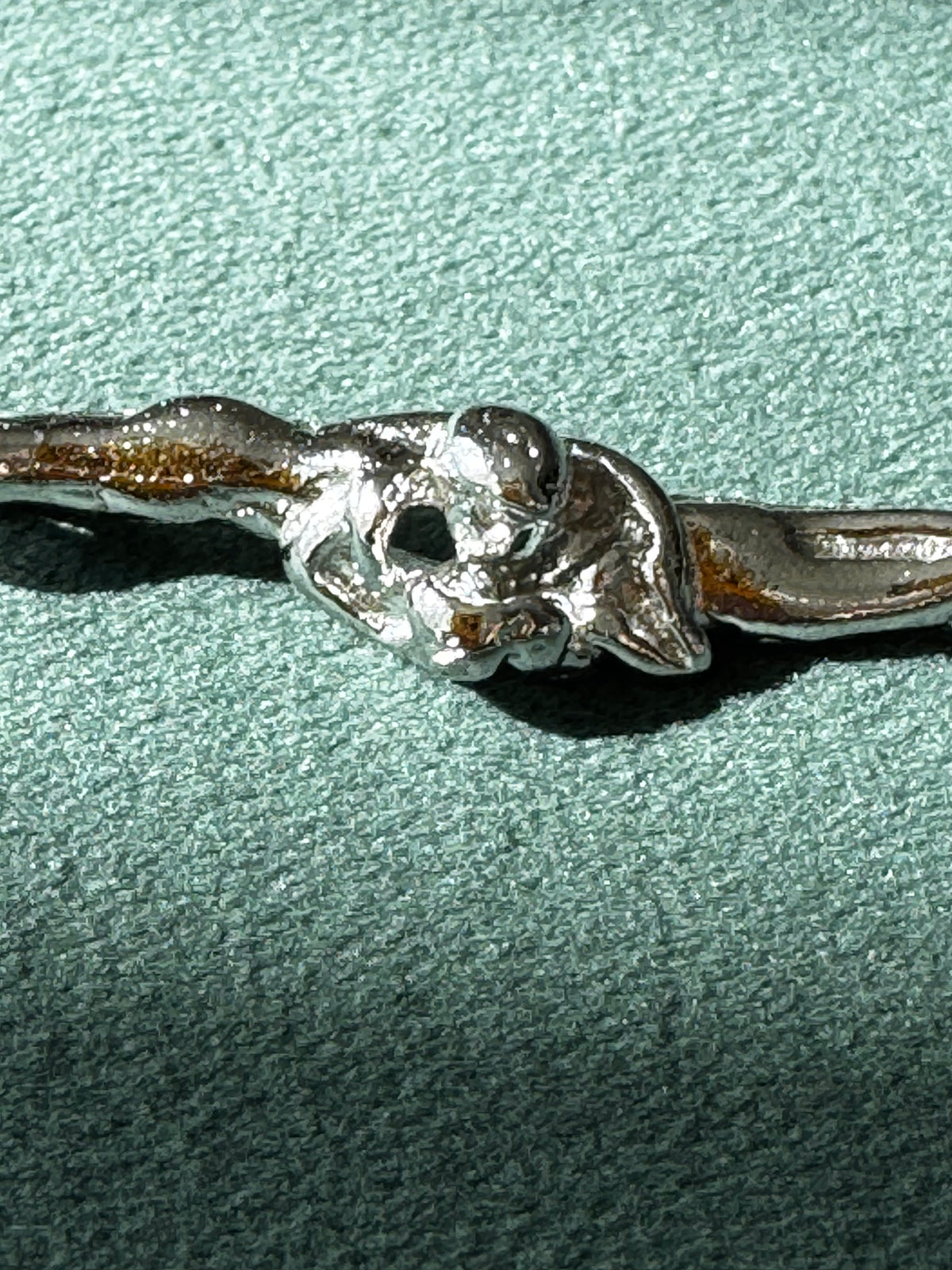 Sterling Silver Entwined Lovers Figural Spoon Pendant Necklace - Wink Wink