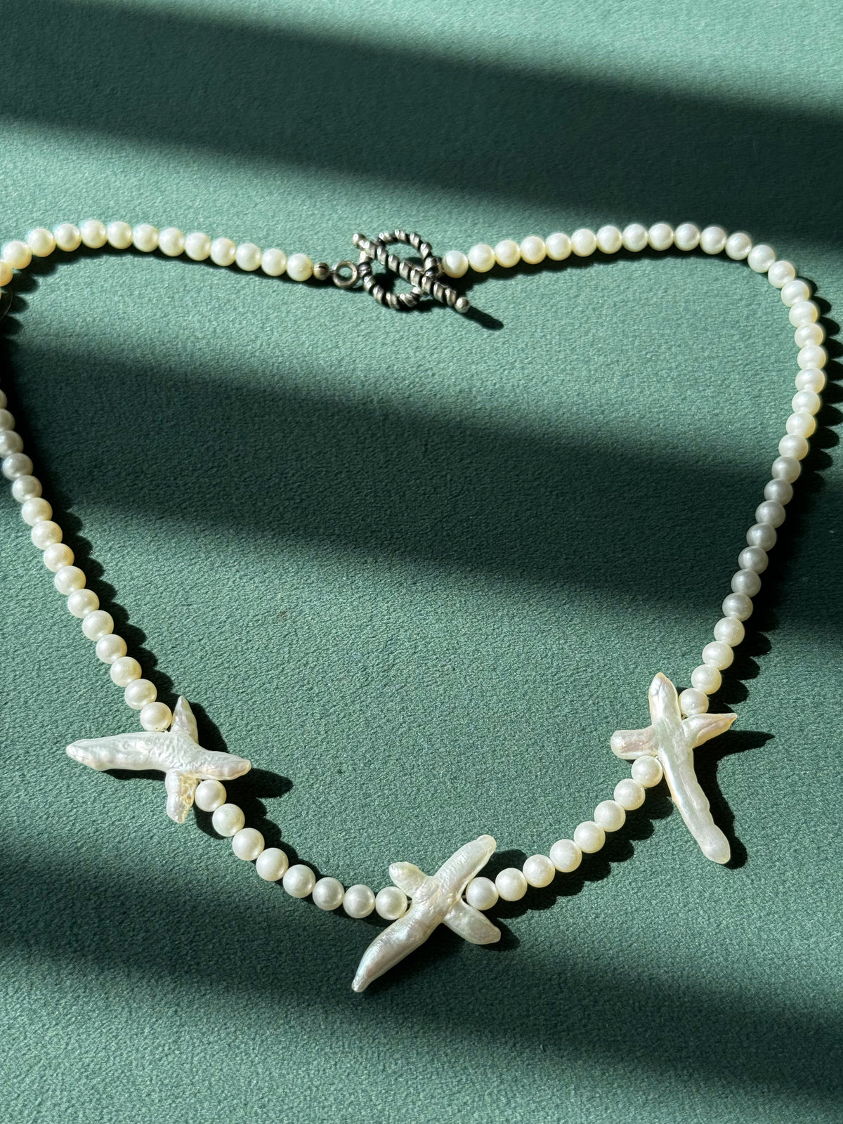Freshwater Pearl Necklace XO Baroque Pearl Accents Sterling Silver Toggle Clasp